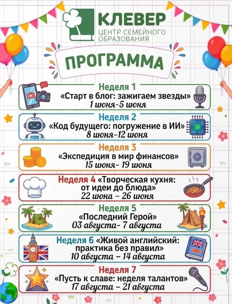 лето 2026 недели